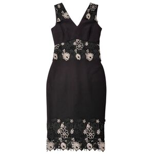 RW&CO Black and Cream Embellished V-Neck Sheath Dress